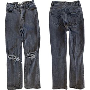 ROLLA'S Original High Rise Straight Distressed Black-ish Dark Gray Jeans Size 24